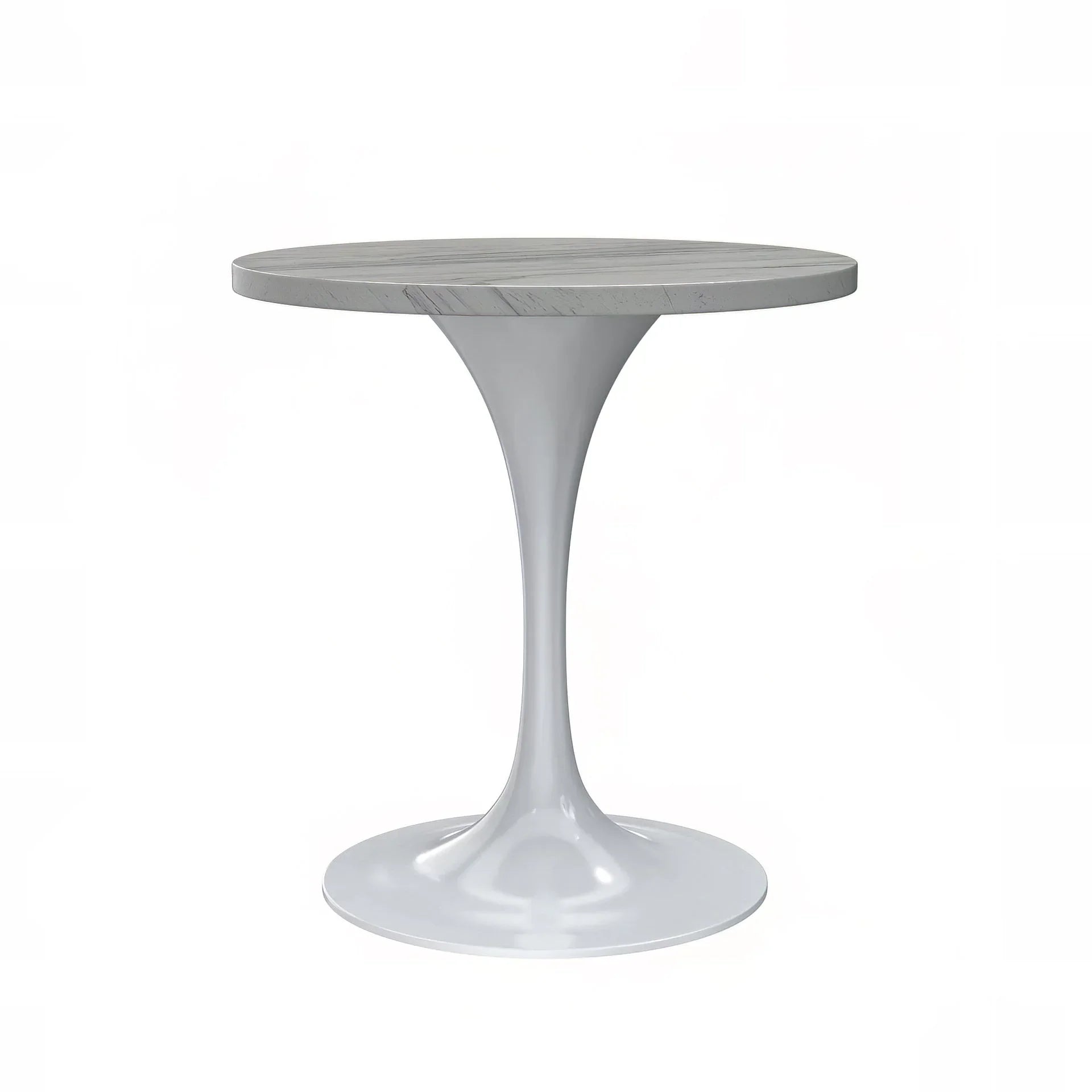 Verve Round Dining Table with MDF/Sintered Stone/Resin Tabletop in White Stainless Steel Pedestal Base - Elax Furniture