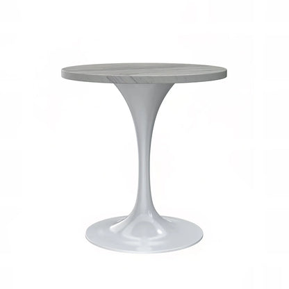 Verve Round Dining Table with MDF/Sintered Stone/Resin Tabletop in White Stainless Steel Pedestal Base - Elax Furniture