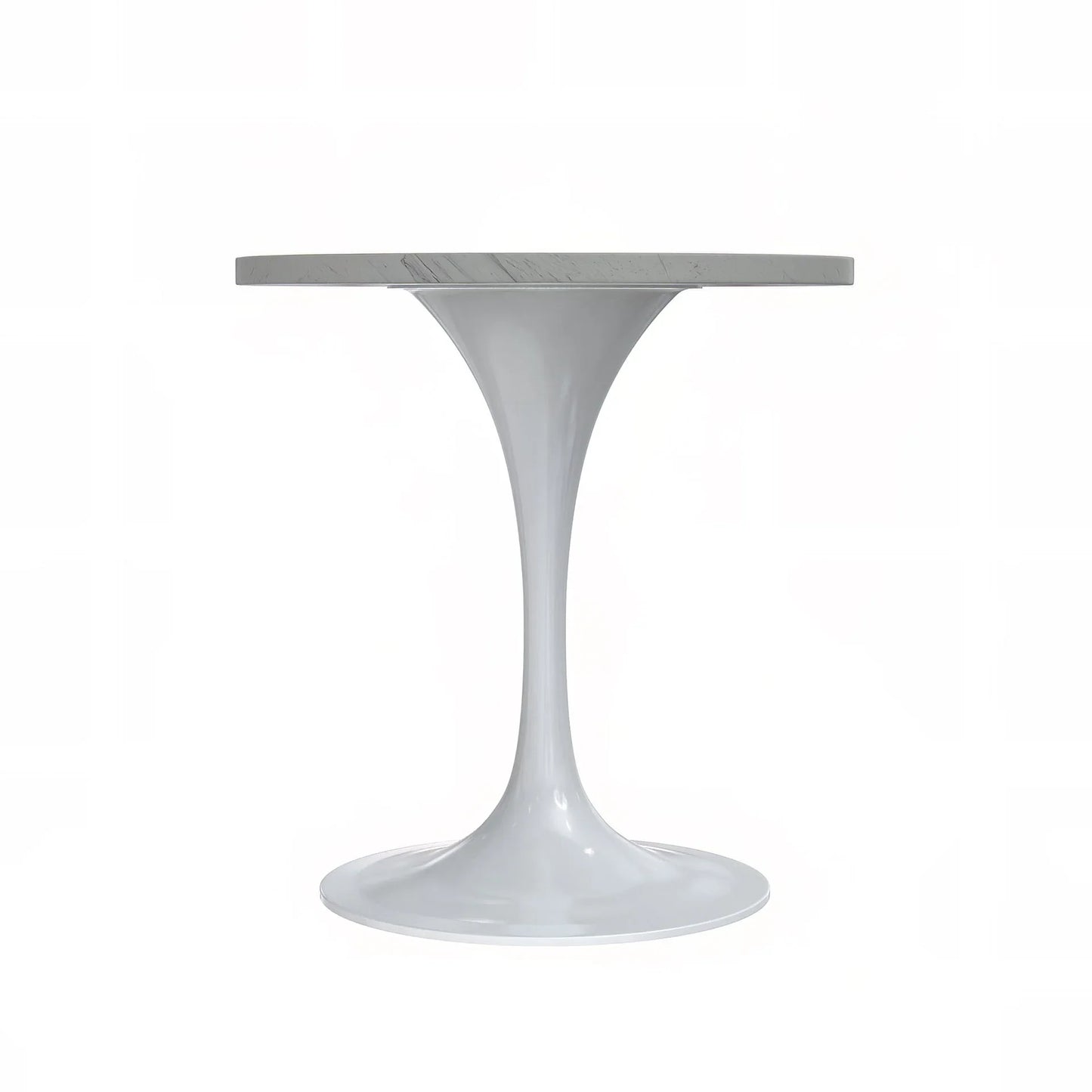 Verve Round Dining Table with MDF/Sintered Stone/Resin Tabletop in White Stainless Steel Pedestal Base - Elax Furniture