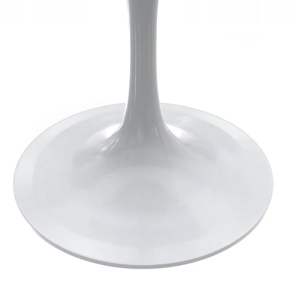 Verve Round Dining Table with MDF/Sintered Stone/Resin Tabletop in White Stainless Steel Pedestal Base - Elax Furniture