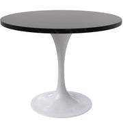 Verve Round Dining Table with MDF/Sintered Stone/Resin Tabletop in White Stainless Steel Pedestal Base - Elax Furniture