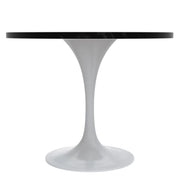 Verve Round Dining Table with MDF/Sintered Stone/Resin Tabletop in White Stainless Steel Pedestal Base - Elax Furniture