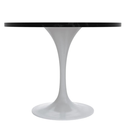 Verve Round Dining Table with MDF/Sintered Stone/Resin Tabletop in White Stainless Steel Pedestal Base - Elax Furniture