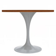 Verve Round Dining Table with MDF/Sintered Stone/Resin Tabletop in White Stainless Steel Pedestal Base - Elax Furniture