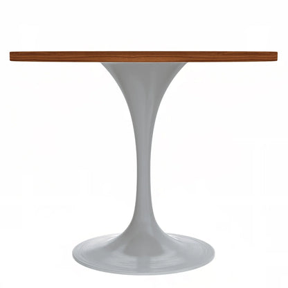 Verve Round Dining Table with MDF/Sintered Stone/Resin Tabletop in White Stainless Steel Pedestal Base - Elax Furniture