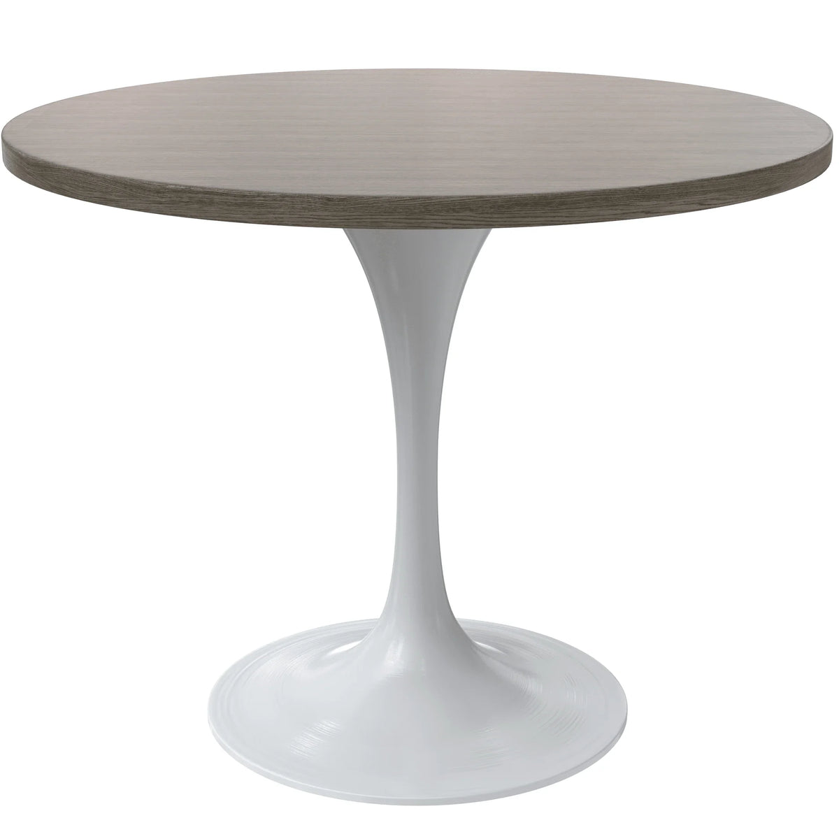 Verve Round Dining Table with MDF/Sintered Stone/Resin Tabletop in White Stainless Steel Pedestal Base - Elax Furniture