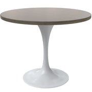 Verve Round Dining Table with MDF/Sintered Stone/Resin Tabletop in White Stainless Steel Pedestal Base - Elax Furniture
