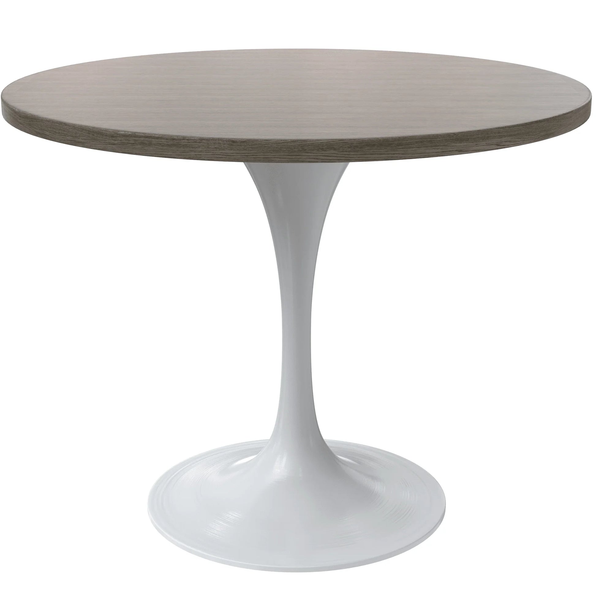 Verve Round Dining Table with MDF/Sintered Stone/Resin Tabletop in White Stainless Steel Pedestal Base - Elax Furniture