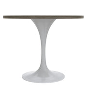 Verve Round Dining Table with MDF/Sintered Stone/Resin Tabletop in White Stainless Steel Pedestal Base - Elax Furniture