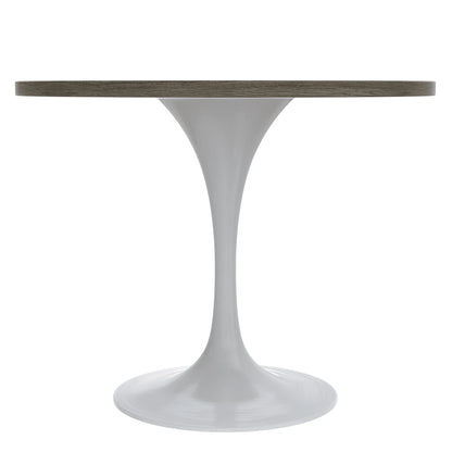 Verve Round Dining Table with MDF/Sintered Stone/Resin Tabletop in White Stainless Steel Pedestal Base - Elax Furniture