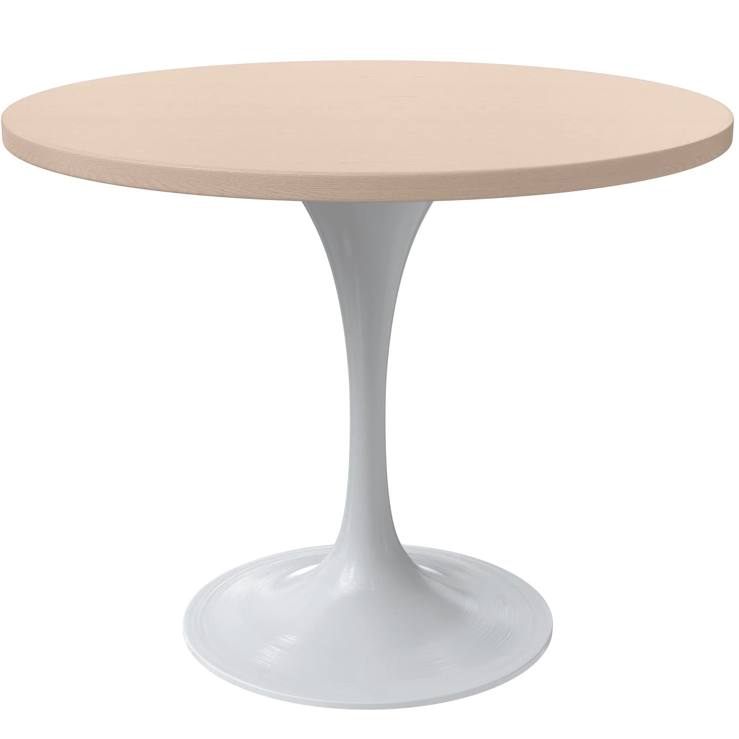 Verve Round Dining Table with MDF/Sintered Stone/Resin Tabletop in White Stainless Steel Pedestal Base - Elax Furniture