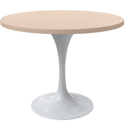 Verve Round Dining Table with MDF/Sintered Stone/Resin Tabletop in White Stainless Steel Pedestal Base - Elax Furniture