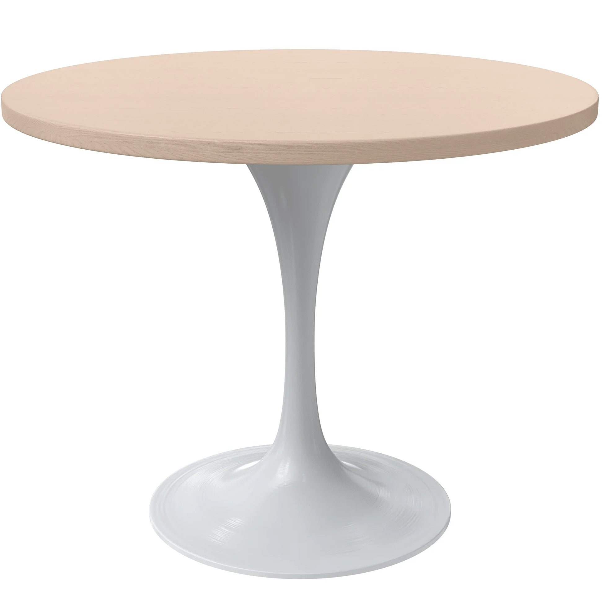 Verve Round Dining Table with MDF/Sintered Stone/Resin Tabletop in White Stainless Steel Pedestal Base - Elax Furniture
