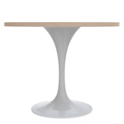 Verve Round Dining Table with MDF/Sintered Stone/Resin Tabletop in White Stainless Steel Pedestal Base - Elax Furniture