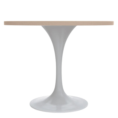 Verve Round Dining Table with MDF/Sintered Stone/Resin Tabletop in White Stainless Steel Pedestal Base - Elax Furniture