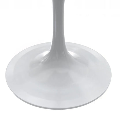 Verve Square Dining Table with a Laminated White Marbleized Tabletop and White Steel Pedestal Base - Elax Furniture