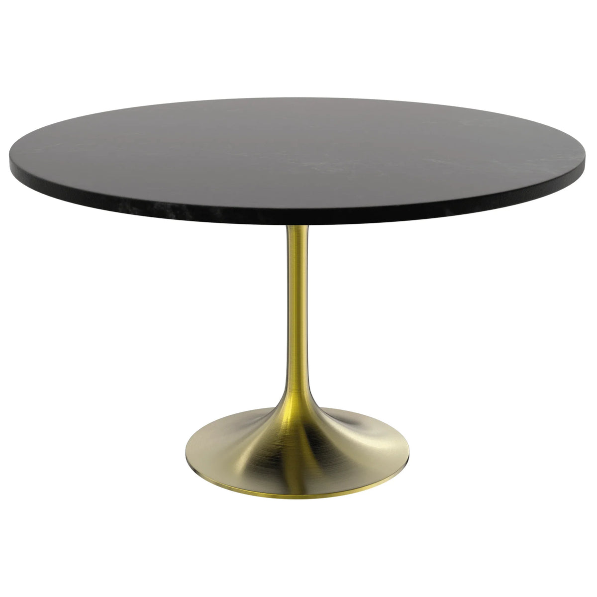 Verve Round Dining Table with MDF/Sintered Stone/Resin Tabletop in Gold Stainless Steel Pedestal Base - Elax Furniture