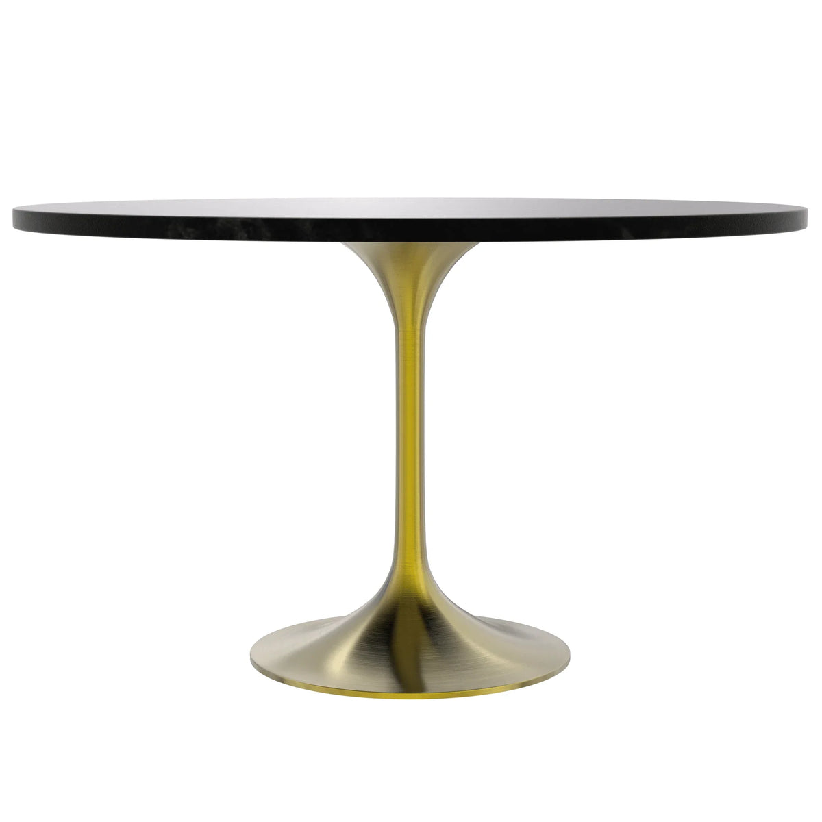 Verve Round Dining Table with MDF/Sintered Stone/Resin Tabletop in Gold Stainless Steel Pedestal Base - Elax Furniture