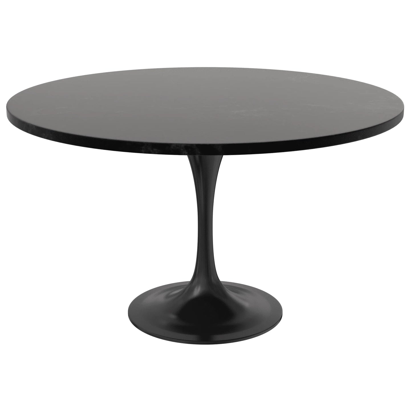 Verve Round Dining Table with MDF/Sintered Stone/Resin Tabletop in Black Stainless Steel Pedestal Base - Elax Furniture