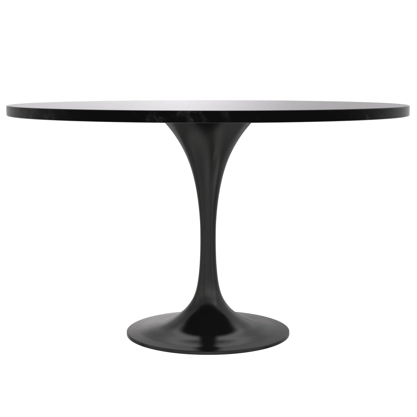 Verve Round Dining Table with MDF/Sintered Stone/Resin Tabletop in Black Stainless Steel Pedestal Base - Elax Furniture