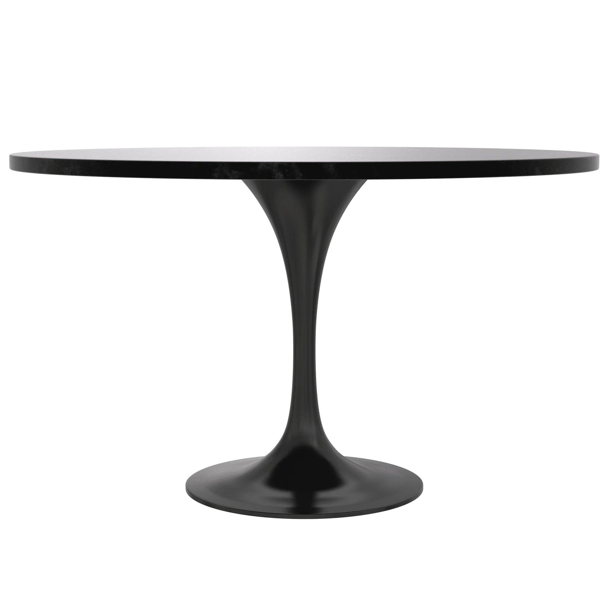 Verve Round Dining Table with MDF/Sintered Stone/Resin Tabletop in Black Stainless Steel Pedestal Base - Elax Furniture