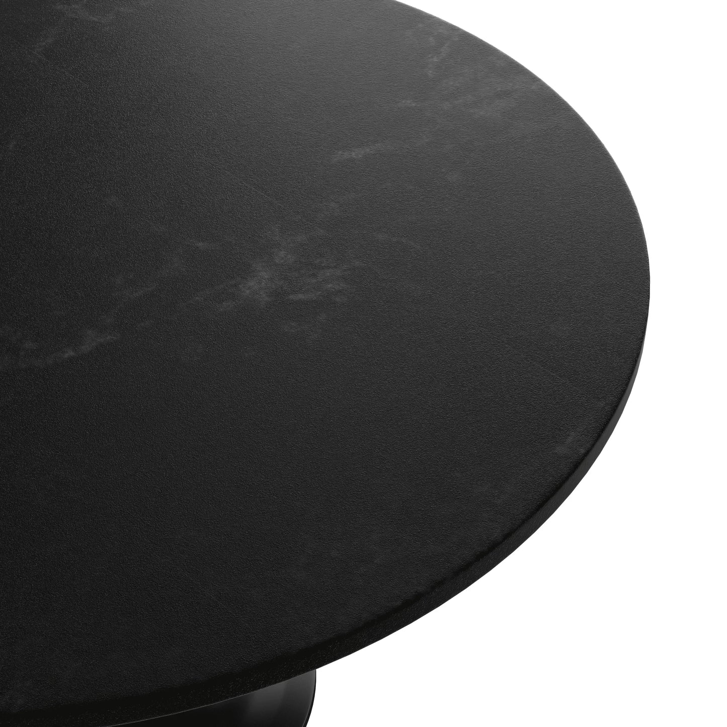 Verve Round Dining Table with MDF/Sintered Stone/Resin Tabletop in Black Stainless Steel Pedestal Base - Elax Furniture