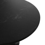 Verve Round Dining Table with MDF/Sintered Stone/Resin Tabletop in Black Stainless Steel Pedestal Base - Elax Furniture