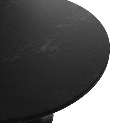 Verve Round Dining Table with MDF/Sintered Stone/Resin Tabletop in Black Stainless Steel Pedestal Base - Elax Furniture