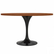 Verve Round Dining Table with MDF/Sintered Stone/Resin Tabletop in Black Stainless Steel Pedestal Base - Elax Furniture