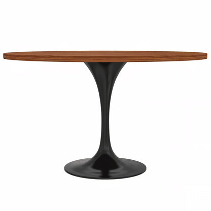 Verve Round Dining Table with MDF/Sintered Stone/Resin Tabletop in Black Stainless Steel Pedestal Base - Elax Furniture