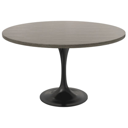 Verve Round Dining Table with MDF/Sintered Stone/Resin Tabletop in Black Stainless Steel Pedestal Base - Elax Furniture