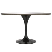 Verve Round Dining Table with MDF/Sintered Stone/Resin Tabletop in Black Stainless Steel Pedestal Base - Elax Furniture
