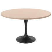 Verve Round Dining Table with MDF/Sintered Stone/Resin Tabletop in Black Stainless Steel Pedestal Base - Elax Furniture