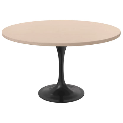Verve Round Dining Table with MDF/Sintered Stone/Resin Tabletop in Black Stainless Steel Pedestal Base - Elax Furniture