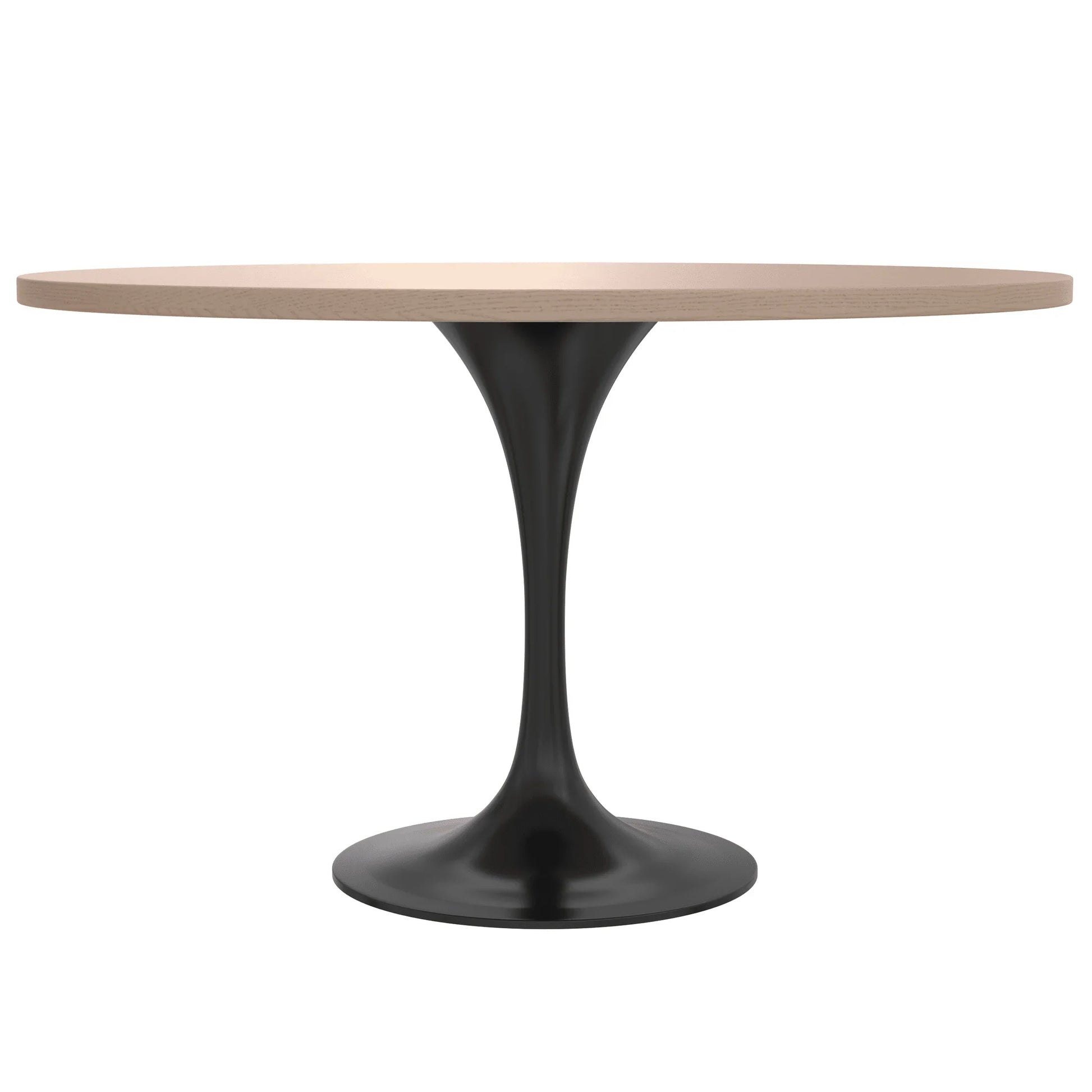 Verve Round Dining Table with MDF/Sintered Stone/Resin Tabletop in Black Stainless Steel Pedestal Base - Elax Furniture