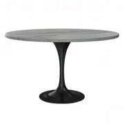 Verve Round Dining Table with MDF/Sintered Stone/Resin Tabletop in Black Stainless Steel Pedestal Base - Elax Furniture