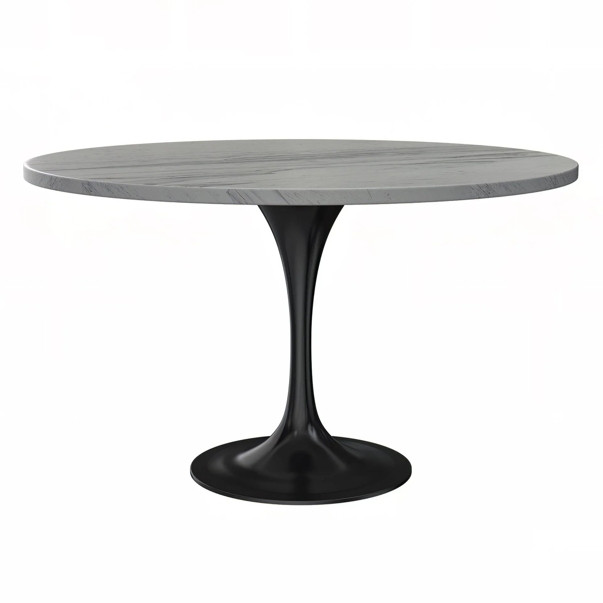 Verve Round Dining Table with MDF/Sintered Stone/Resin Tabletop in Black Stainless Steel Pedestal Base - Elax Furniture