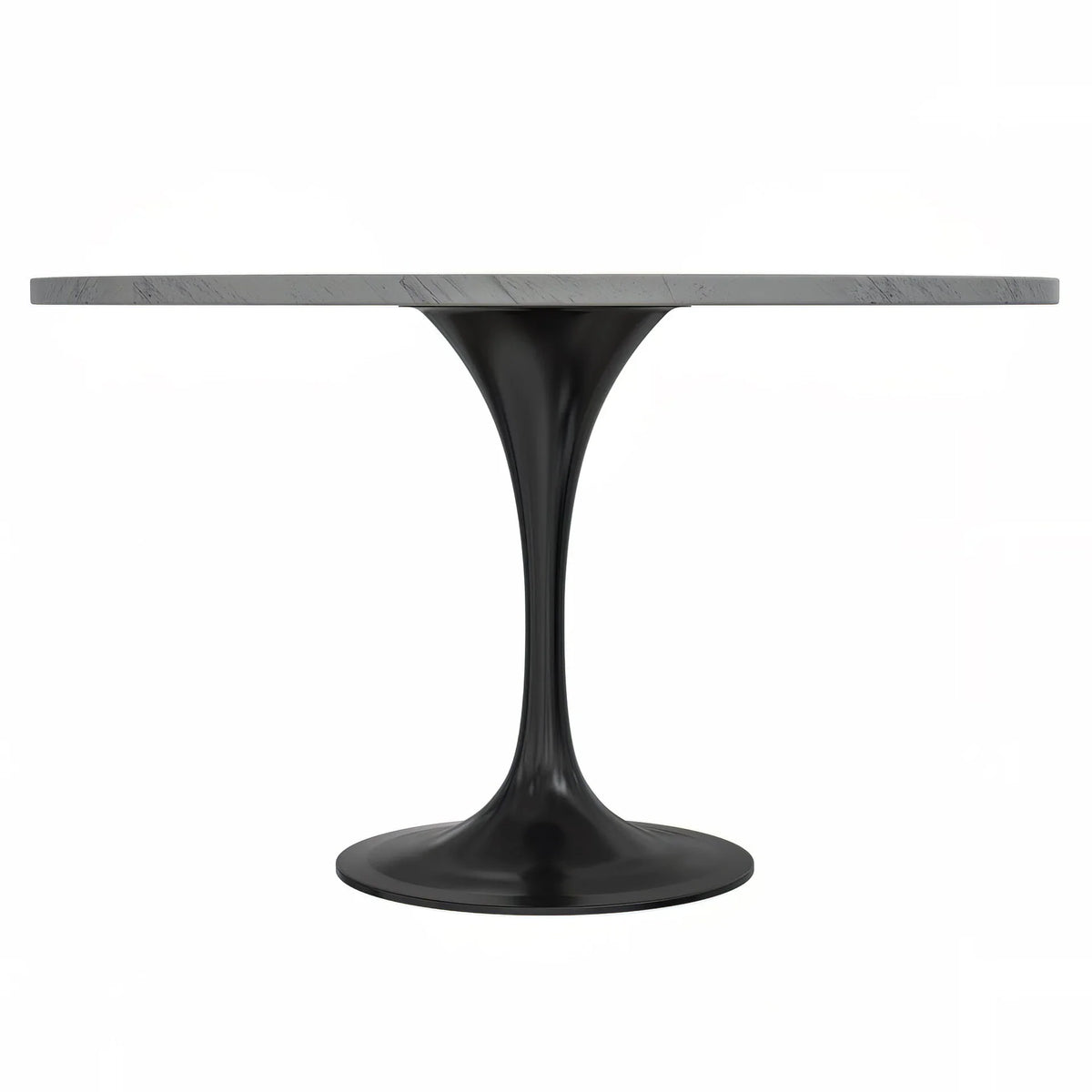 Verve Round Dining Table with MDF/Sintered Stone/Resin Tabletop in Black Stainless Steel Pedestal Base - Elax Furniture