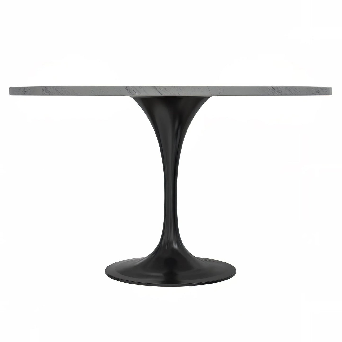 Verve Round Dining Table with MDF/Sintered Stone/Resin Tabletop in Black Stainless Steel Pedestal Base - Elax Furniture