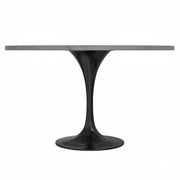 Verve Round Dining Table with MDF/Sintered Stone/Resin Tabletop in Black Stainless Steel Pedestal Base - Elax Furniture