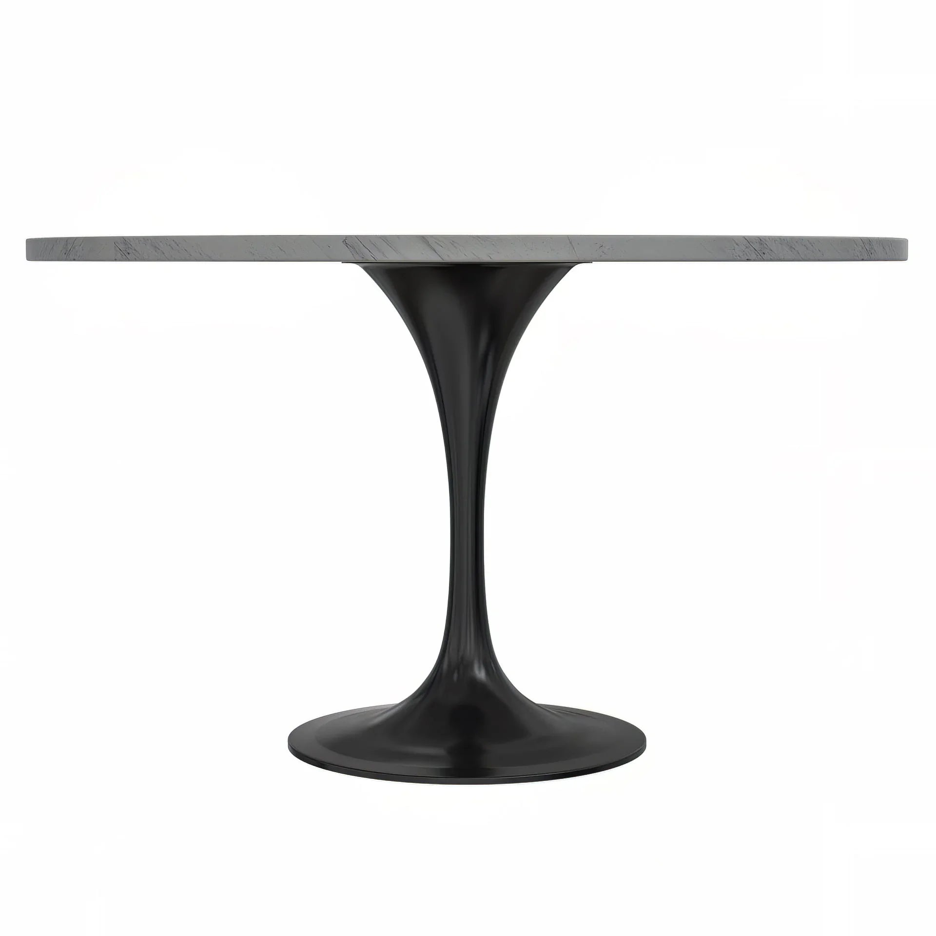 Verve Round Dining Table with MDF/Sintered Stone/Resin Tabletop in Black Stainless Steel Pedestal Base - Elax Furniture