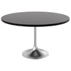 Verve Round Dining Table with MDF/Sintered Stone/Resin Tabletop in Silver Stainless Steel Pedestal Base