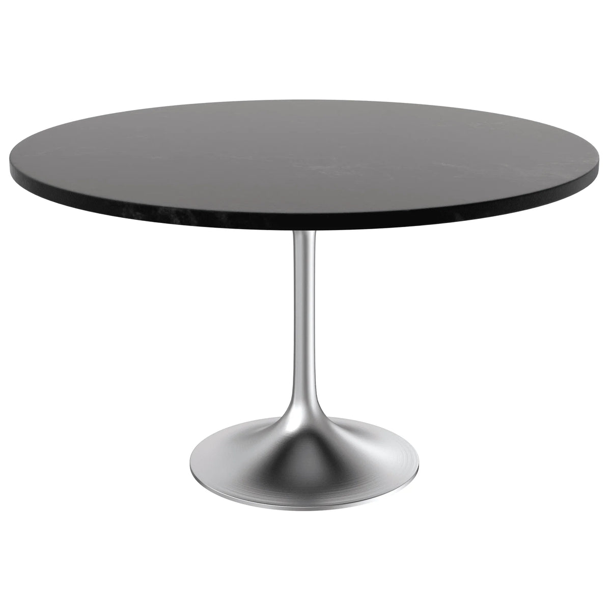 Verve Round Dining Table with MDF/Sintered Stone/Resin Tabletop in Silver Stainless Steel Pedestal Base - Elax Furniture