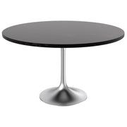 Verve Round Dining Table with MDF/Sintered Stone/Resin Tabletop in Silver Stainless Steel Pedestal Base - Elax Furniture