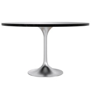 Verve Round Dining Table with MDF/Sintered Stone/Resin Tabletop in Silver Stainless Steel Pedestal Base - Elax Furniture