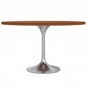 Verve Round Dining Table with MDF/Sintered Stone/Resin Tabletop in Silver Stainless Steel Pedestal Base - Elax Furniture