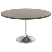 Verve Round Dining Table with MDF/Sintered Stone/Resin Tabletop in Silver Stainless Steel Pedestal Base - Elax Furniture
