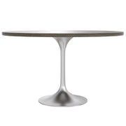 Verve Round Dining Table with MDF/Sintered Stone/Resin Tabletop in Silver Stainless Steel Pedestal Base - Elax Furniture