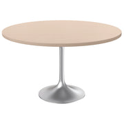 Verve Round Dining Table with MDF/Sintered Stone/Resin Tabletop in Silver Stainless Steel Pedestal Base - Elax Furniture