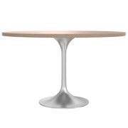 Verve Round Dining Table with MDF/Sintered Stone/Resin Tabletop in Silver Stainless Steel Pedestal Base - Elax Furniture